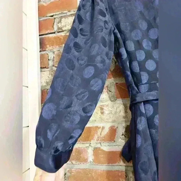 Draper James Navy Blue Long Sleeve Polka Dot Midi Size 0 - Picture 6 of 9